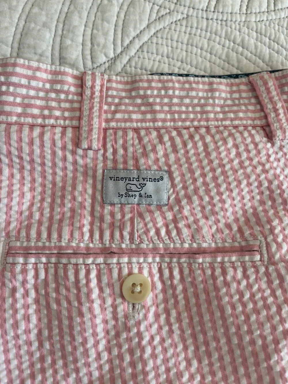 VINEYARD VINES SZ 40 FLAT FRONT COTTON SEERSUCKER SHORTS